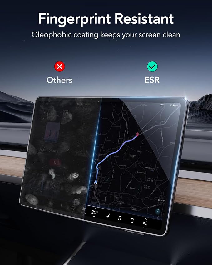 ESR Tempered-Glass Screen Protector for Tesla Model 3 Highland (2024), Matte Glass Film with Alignment Kit, Scratch and Shock Resistant, Bubble Free and Fingerprint Resistant
