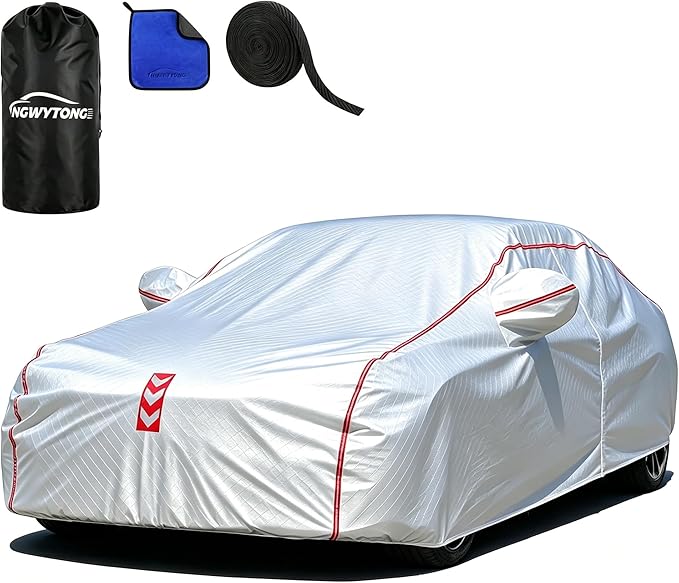 Car Cover, 360° Underbody Wrap Design, All-Weather Waterproof Car Cover, Suitable for Sedans, Vehicle Body Length 178 to 185 in
