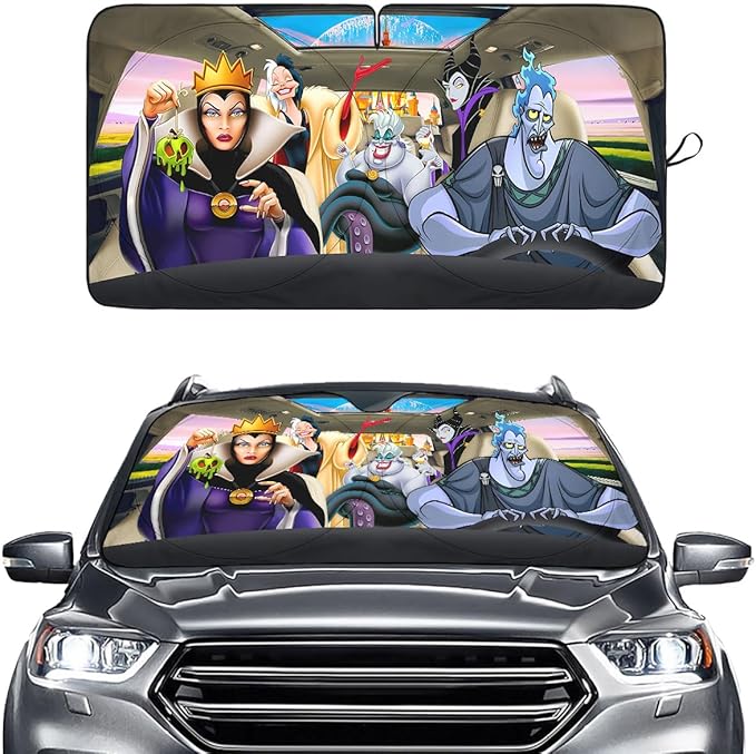 Horror Windshield Sun Shade for Car SUV Truck (55x30 Inches), Front Window Visor for Windows, Protector Blocks UV