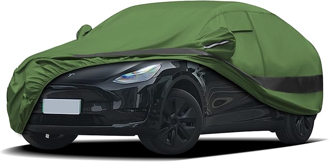 Heavy Duty Outdoor Car Cover Compatible with 2020-2026 Tesla Model Y,Waterproof All Weather for Automobiles, Outdoor Full Cover Rain Sun UV Protection with Zipper Cotton