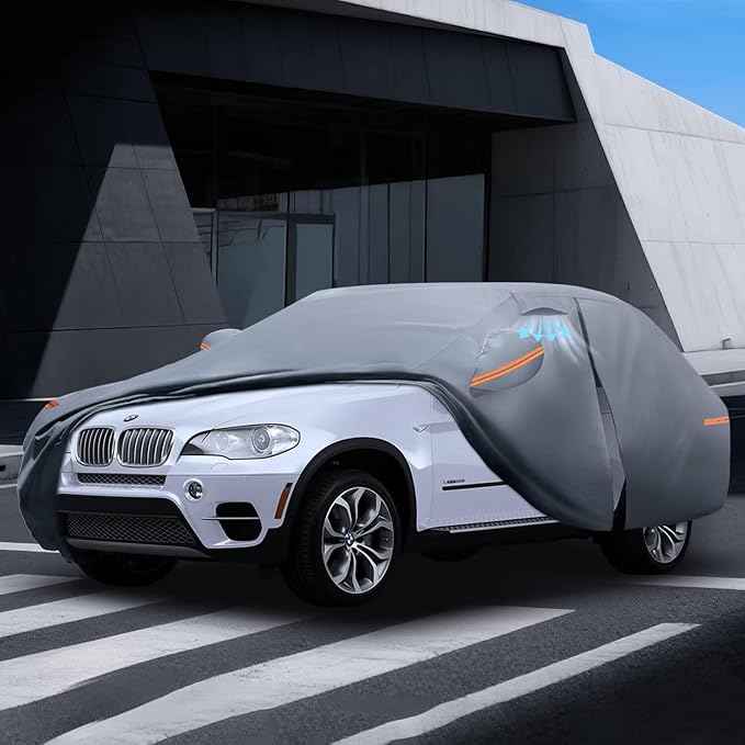 Waterproof BMW X5(2013-2026) Car Cover with Breathable Vents, [2026 Upgrade] Premium Covers with Cotton Liner and Zipper Door, Sun Rain Snow Dust Uv Protection.(Gift with Towel)