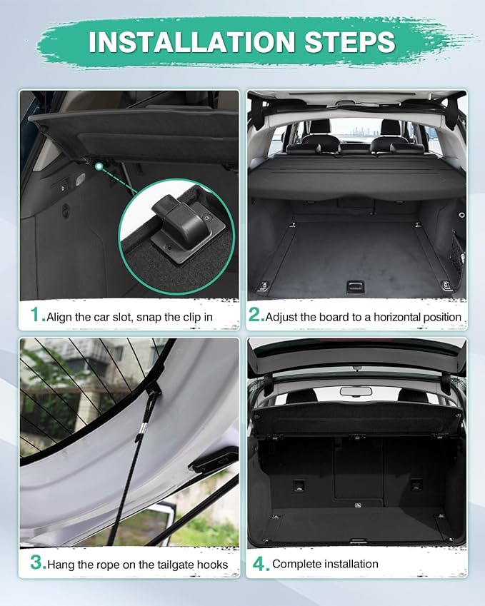 Powerty Cargo Cover for 2009-2016 2017 Audi Q5 Accessories Trunk Cover Retractable Trunk Shielding Shade Cargo Luggage Cover Black (Can Withstand The Load)