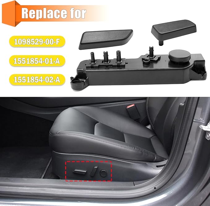 Compatible with Tesla Power Seat Control Switch with Button Cover Model 3 Model Y 2017-2020, Front Left Driver Side Seat Controller Backrest Cushion Adjuster Switch for Tesla Accessories