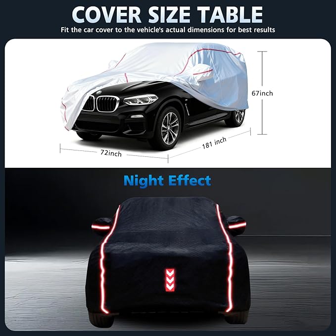 Car Cover Waterproof All Weather for BMW X3 2003-2025,All-Around Fastening and 4 Upgrades, 30s Quick-Install for Car Cover