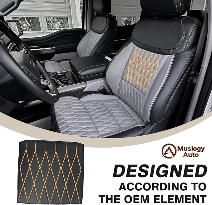 Muslogy Center Console Armrest Cover Fit for Ford F-150 F150 2021-2025 2026 Accessories, Comfort Armrest Pad Console Lid Cushion Vegan Leather 1-Inch Extra Thick(WorkSurface ONLY)