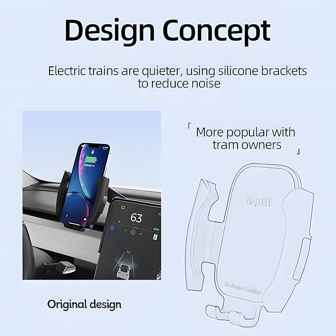Premium Tesla Phone Mount & Holder for Model Y Juniper (2025-2026+，15.4inch) & Model 3 Highland (2024+),Snap-On Screen Clip with Scratch-Free Felt Base, Solid Alloy Arm