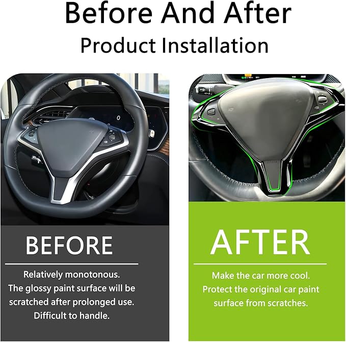 Car Center Console Steering Wheel Cover Frame Trim for Tesla Model X Model S 2014-2024 Interior Accessories ABS Gloss Black Inner Decoration