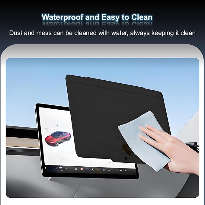 Screen Protector Cover for Tesla Model 3 Highland 2024+ & Model Y Juniper 2025+, Navigation Screen Sun Shade Protector for Tesla Model 3 & Model Y 2017-2024, 15"-15.4" Touchscreen Protection (Black)