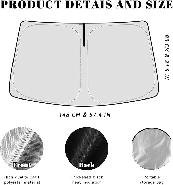 Car Windshield Sun Shade for Toyota 2020-2025 2026 Highlander Accessories (OEM Design) Reflective Foldable Heat Insulation Sunshade for Ultimate Protection