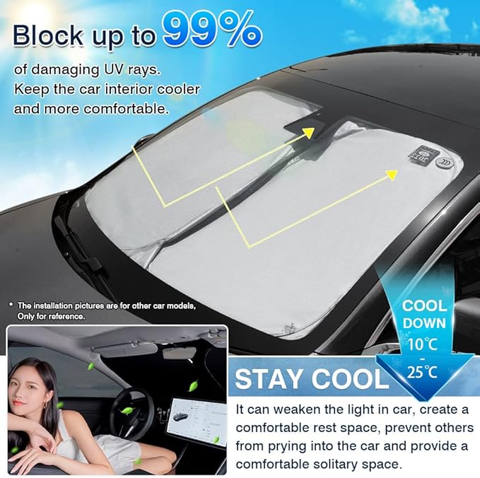 Karltys Front Windshield Sun Shade for 2017-2025 Mazda CX-5, UPF50+ Reflective Window Sunshade Custom Fit CX5, Foldable Sun Shield Visor Protector, Heat UV Blocker Keeps Your Car Cooler
