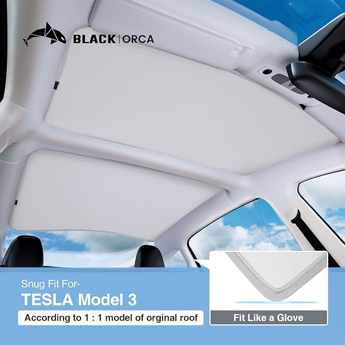 2025 Tesla Model 3 Sunshade for Tesla Model 3 Accessories No Sag Sun Protection Roof Shade Heat Insulation Foldable Roof Sun Shade Car Accessories 2024-2025