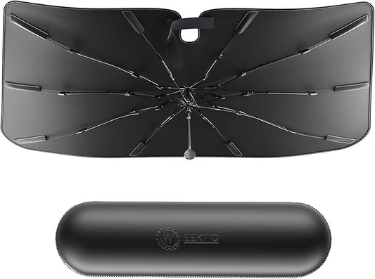 2026 Upgraded Weektic Windshield Sun Shade Umbrella Compatible with Tesla Model 3/ Model Y|2018-2026, Double Thickened Ice Crystal Coating, Sun & Heat Protection, Keep Vehicle Cool & Protect Interior