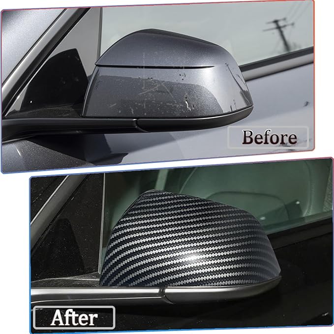 Side Mirror Cover,for Tesla Model Y 2026 2027，2PCS Turn Signal housing Cover Sets car Accessories -Carbon Fiber（OEM-Style Adhesive Tape Design）