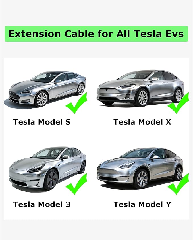NACS Extension Cable for Tesla 16.4ft 240V 50A 12KW Level 1&2 Compatible with Model 3/Y/X/S Tesla Wall Connector & Mobile Charger