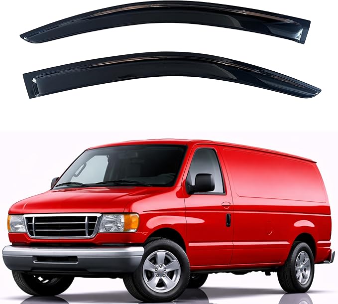 KPY Rain Guards Fit for 1992-2006 Ford E150 E250 E350 E450 E550 Super Duty, in-Channel Window Visors Vent Wind Deflectors 2PC, Truck Accessories for 1992-2006 Ford Econoline Vans