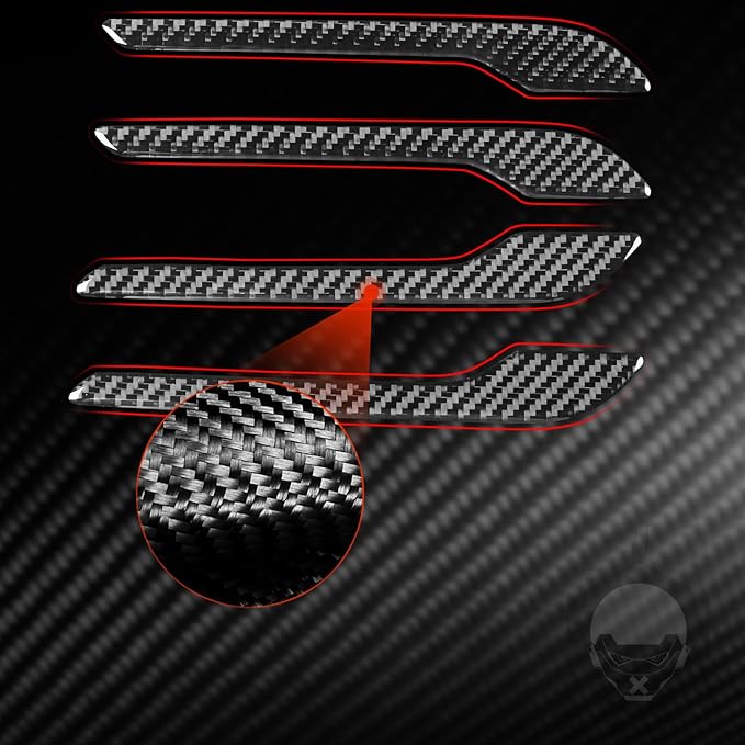 Carbon Fiber Stickers Door Handle Decoration Cover Car Exterior Trim Compatible with Tesla Model 3 2024 Accessories Anti-Scratch Strip Anti-Kick Film Decorative Stickers