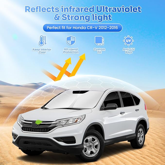 Window Shades for Honda CRV 2012-2016 CR-V Accessories Windshield Sun Shade Side Rear Window Cover Sunshade Sun Visor Shield Privacy Protection for Camping Keep Vehicle Cool Black 8PCS