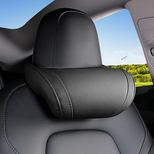 Car Neck Pillow for Tesla Model Y/3/S/X/Cybertruck Memory Foam Headrest Pillow Ergonomic Design Neck Support Seat Headrest Softness Comfortable Car Pillow (Black, 1 Pack)