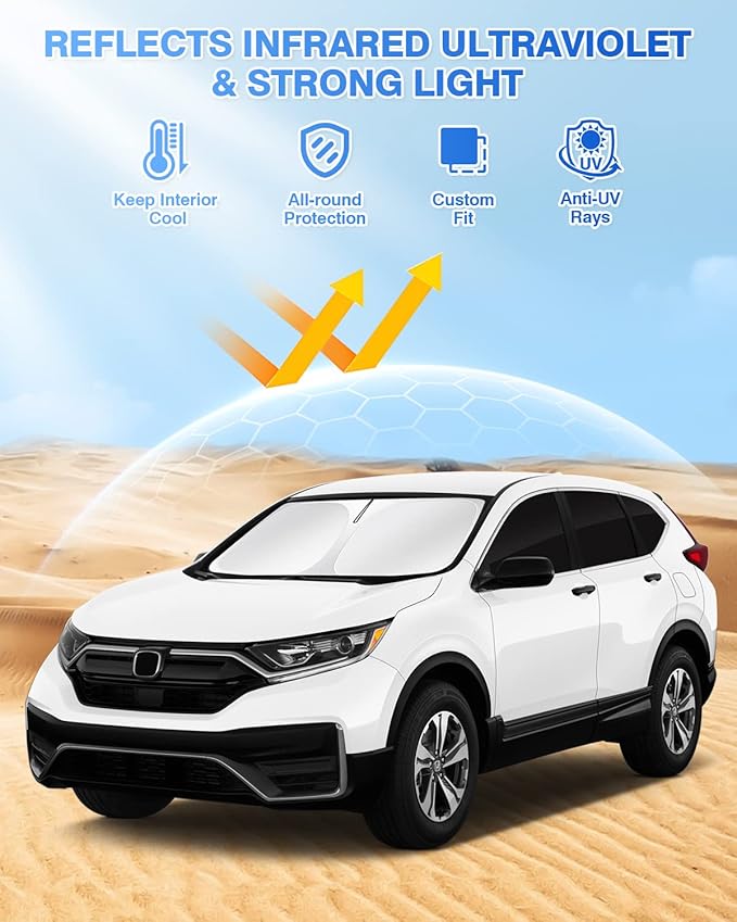 Window Shades for Honda CRV 2017-2022 CR-V Accessories Windshield Sun Shade Side Rear Window Cover Sunshade Sun Visor Shield Privacy Protection for Camping Keep Vehicle Cool Black 8PCS
