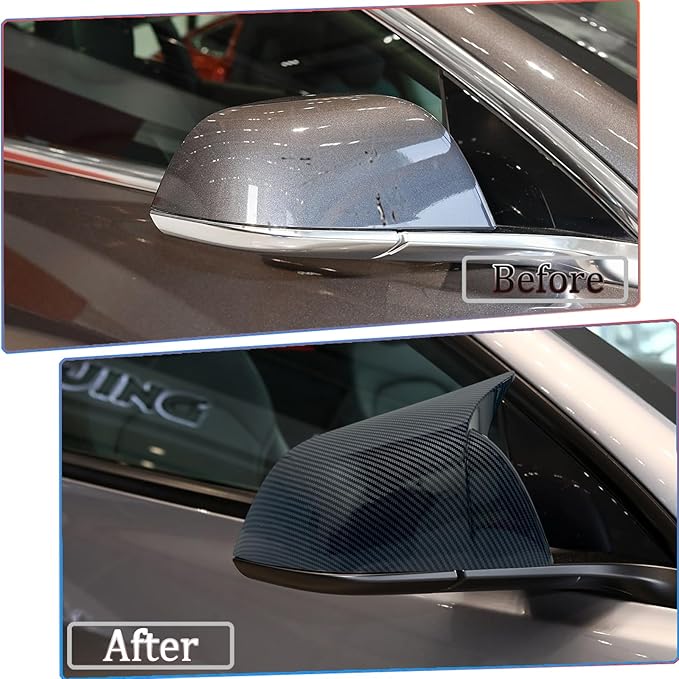 Side Mirror Cover,for Tesla Model 3 2017-2025，2PCS Horned Turn Signal housing Cover Sets car Accessories -Carbon Fiber