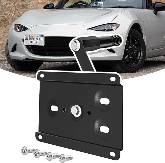 License Plate Holder Front Bracket No Drill Tow Hook Mount Anti-Theft License Plate Frame Compatible with MX-5 Miata (ND) 2016-2023