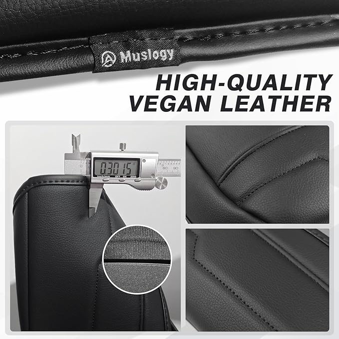 Muslogy Center Console Armrest Cover Fit for Chevy Silverado & GMC Sierra 1500 2500 3500 2022-2026 Accessories, Comfort Armrest Pad Console Lid Cushion Vegan Leather Regular Thick(Bucket Seat ONLY)