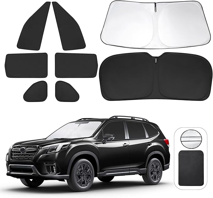 TINGLU Window Shades for Subaru Forester 2019-2024 Accessories Car Side Full Windows Rear Triangular Windshield Sun Shade Sun UV Rays & Privacy Protection for Camping,Napping,and Relaxing 8PCS