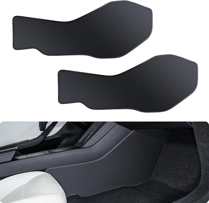 BASENOR 2026 2025 2024 Tesla Model 3 Highland Center Console Side Anti-Kick Mats, Waterproof & Dust Resistant Protector Cover Front Seat Side Leather Pad 2PCS (Standard/Premium/Performance)