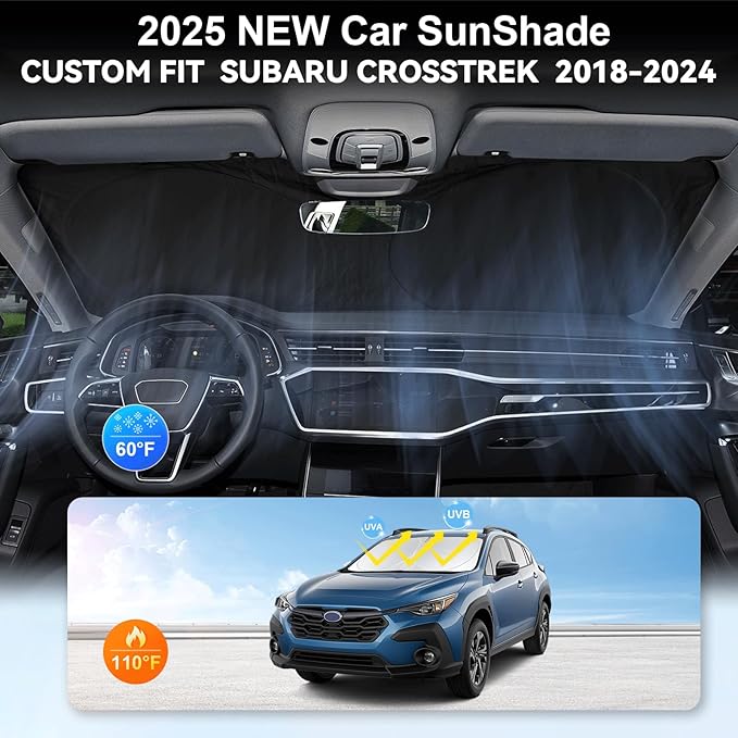 Custom Fit 2025 2026 Crosstrek Wagon Sunshade for 2024 2023 2022 2021 2020 2019 2018 Subaru Crosstrek Wagon Accessories Front Window Sun Shade Shield Cover for Windshield Foldable Sun Visor Protector