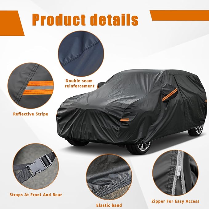 Kayme 7 Layers SUV Car Cover Custom Fit for GMC Acadia (2007-2025) Waterproof All Weather for Automobiles, Outdoor Full Cover Rain Sun UV Protection.