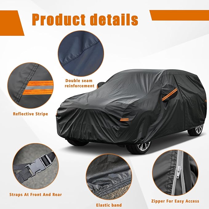 Kayme 7 Layers SUV Car Cover Custom Fit for Subaru Outback (1994-2025) Waterproof All Weather for Automobiles, Outdoor Full Cover Rain Sun UV Protection.Black