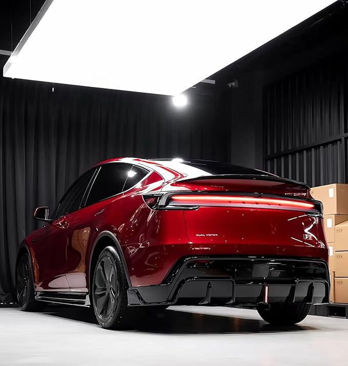 STSEV01 Rear Spoiler Fit for New Tesla Model Y Juniper 2026, Upgraded Sporty Performance OEM Appearance Type, Rear Trunk Lip Wing Exterior Accessories, Tape Installation (Carbon Fiber Style)