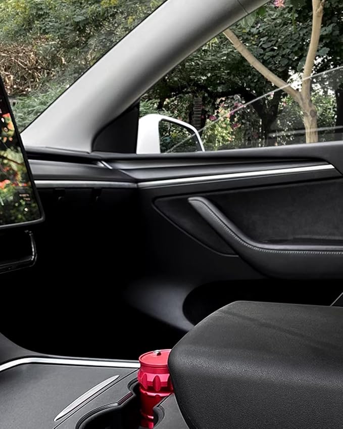Matte Black Dashboard Cover and Front Door Cover Compatible with Tesla Model 3（2021-2023） and Model y（2019-2024 (Matte Black)