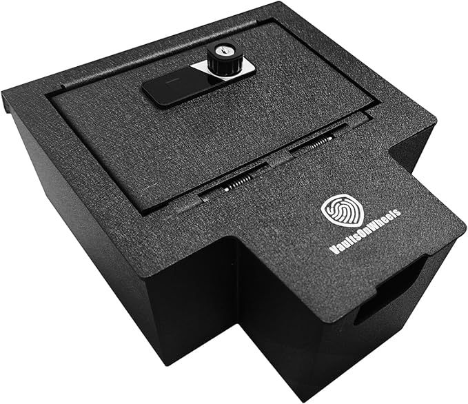 VaultsOnWheels for 2026 2025 2024 Chevrolet Silverado EV/GMC Sierra EV Center Console Safe Gun Safe Vault Hidden Console Storage LockBox Anti-Theft Pry-Proof High Security Biometric Fingerprint Lock