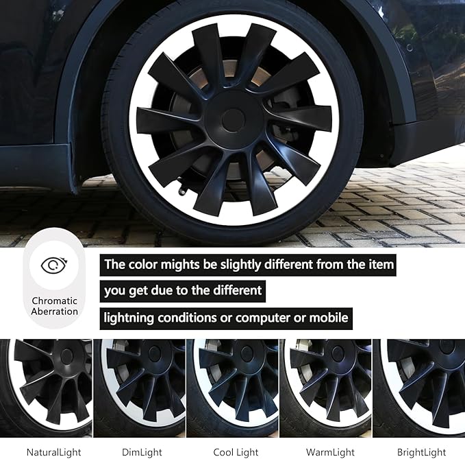 Wheel Rim Protect for Tesla Model Y 20" (2020-2024), Easy-Install Hubcaps Wheel Cover, Scratch-Resistant Car Tire Trim Rings, Stylish Design for Induction Wheels, Peal White 4Pcs Model Y Accessories
