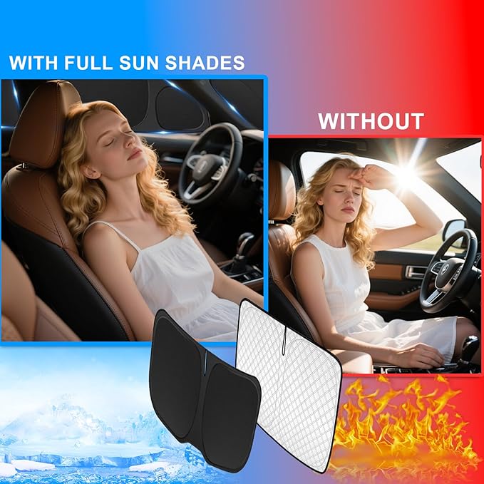 KMF 8pcs Full Sun Shades Custom for Toyota Sienna 2013-2018 Accessories, Sienna Sunshade Car Window Covers for Windshield Side Rear, Sun Visor UV Block and Blackout Privacy for Camping Outdoor