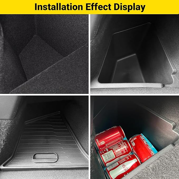 Model Y 5 Seater Rear Trunk Storage Bins with Lids for 2023-2024-(No for 2025 New Model Y Juniper) 2PCS Model Y Rear Trunk Storage Box TPE Waterproof Trunk Organizer Interior Accessories