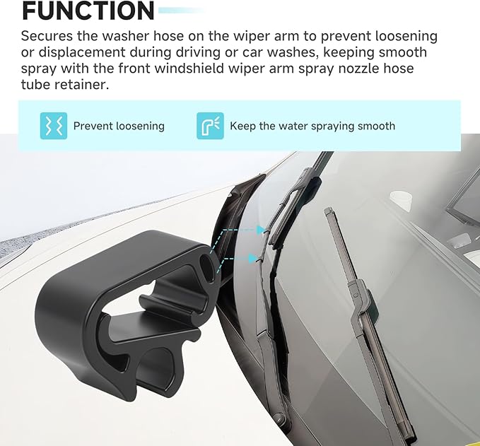 (2-Pack) Windshield Wiper Washer Hose Retention Clips, Compatible with Tesla Model 3 (2017-2025) / Model Y (2020-2025) Windshield Wiper Arm Spray Hose Tube Retainer Clips