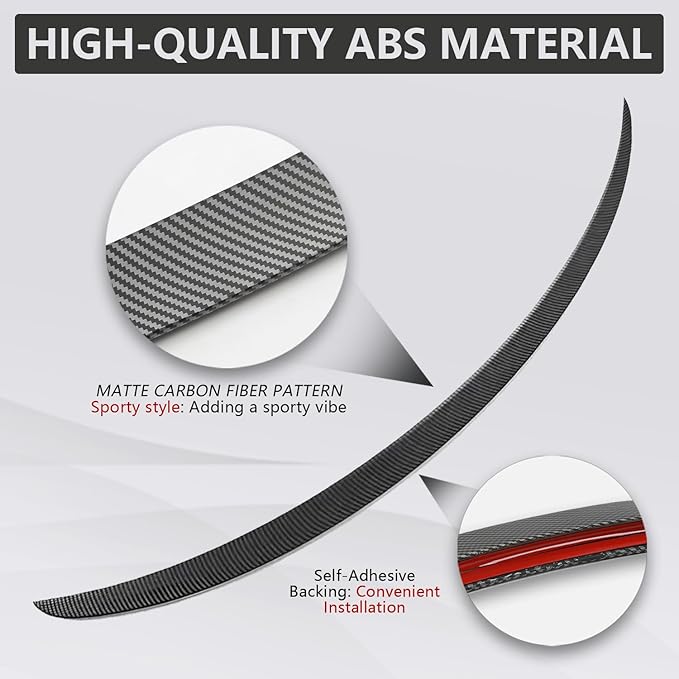 ABS Spoiler for Tesla Model 3 Rear Spoiler Rear Trunk Spoiler Sport & Performance Type Rear Spoiler Wings Tesla Model 3 Accessories (Matte Carbon Fiber)