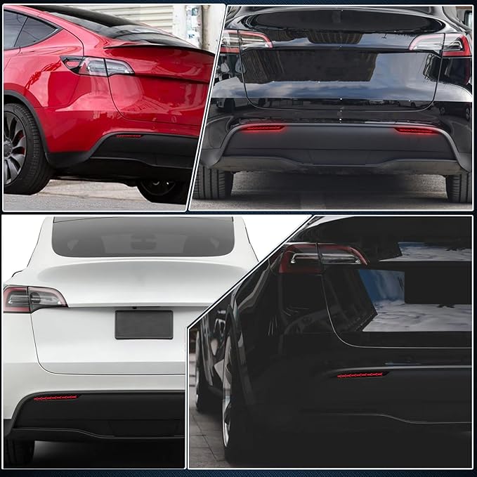 Smoked Lens Rear Fog Bumper Reflector Brake Tail Sequential Flash Singal Lights Lamp 3 in 1 Compatible with Tesl a Model Y 2022-2023 Standard Performance Arrow Style
