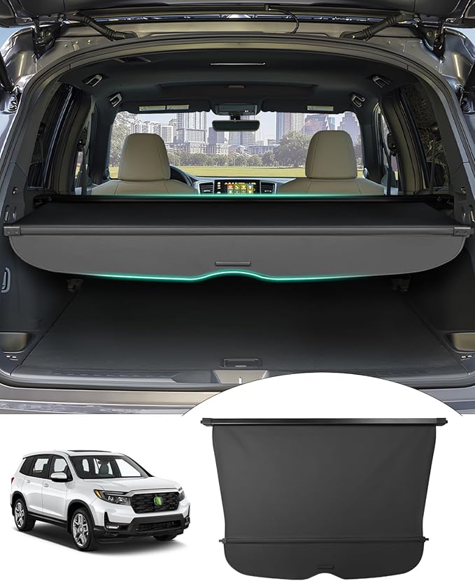 Powerty Cargo Cover for 2019-2024 2025 Honda Passport Accessories Trunk Cover Retractable Trunk Shielding Shade Cargo Luggage Cover