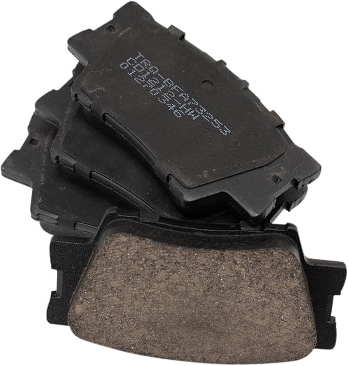 TRQ Rear Ceramic Brake Pad Set Includes Contact Point Grease Hardware Compatible with 13-18 Lexus ES300h 07-18 ES350 10-12 HS250h 08-18 Toyota Avalon 07-19 Camry Manual Parking Brake 06-18 RAV4