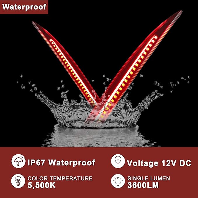 Red housing LED Rear Bumper Reflector Lights for Tesla Model 3 2017-2023 Functions as DRL Brake Light with Sequential turn signal Fog Lamps Accessories (Red Style)