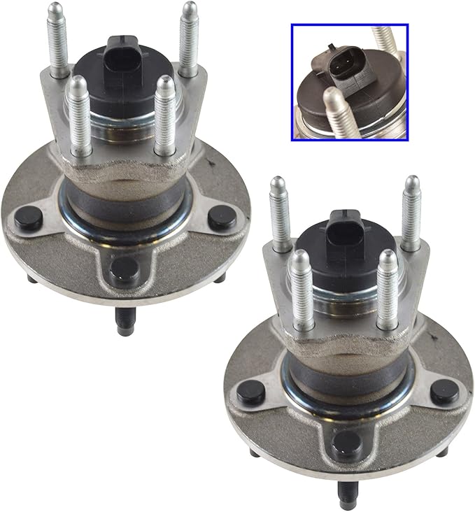 TRQ Rear Wheel Bearing and Hub Assembly Set 2 Piece Compatible with 04-12 Chevrolet Malibu 05-10 Pontiac G6 4 Wheel ABS 09-10 Cobalt SS 5 Lug Wheels 08-10 HHR 07-09 Saturn Aura 09 Panel