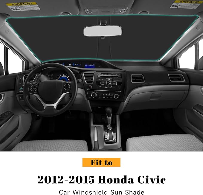 Car Windshield Sun Shade for Honda 2012-2015 Civic Accessories (OEM Design) Reflective Foldable Heat Insulation Sunshade for Ultimate Protection
