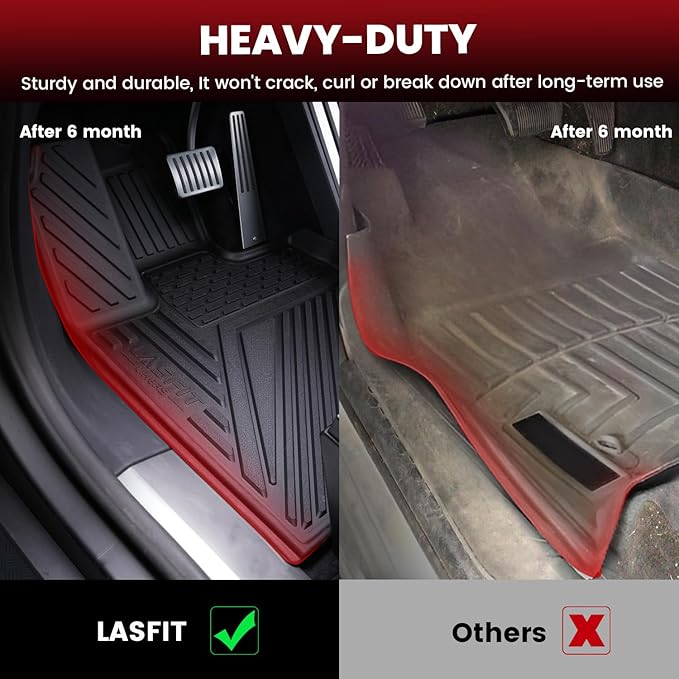 LASFIT Premium Extra Thick Floor Mats & Bed Mat for Tesla Cybertruck 2023-2026 Custom Fit TPE All Weather 1st & 2nd Row Car Accessories Full Set Front Rear Cargo Trunk Liners, 6PCS Black