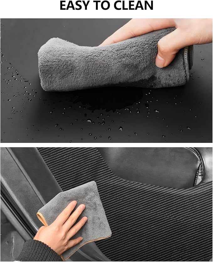 for Tesla Car Door Protector Model Y Juniper Accessories 2025-2026 Carbon Fiber Texture Door Side Protector Anti-Dirty Kick Mat Waterproof Dust Resistant Protector Cover Leather Pad 4PCS