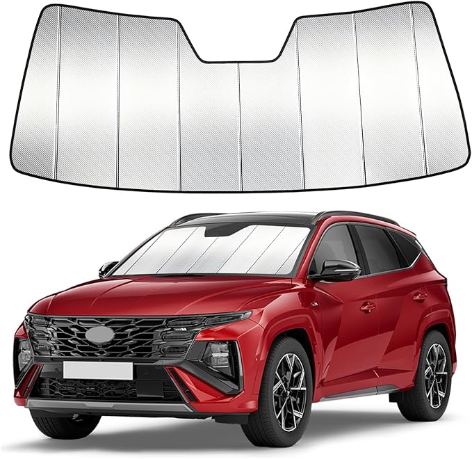 Windshield Sun Shade Custom Fit for Hyundai Tucson 2022-2025 2026, Accordion Folding Thick Window Sunshade Block Heat 99% UV Rays Sun Visor Keep Cooler Car Accessories