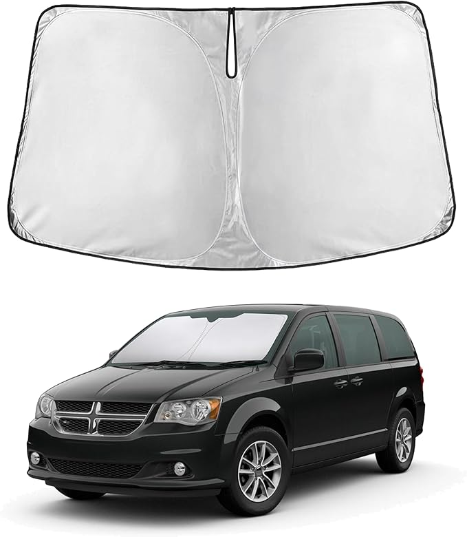 EcoNour Windshield Sunshade Compatible for Dodge Caravan 2008-2018 2019 2020, (Not for Dodge Grand Caravan) Sun Visor for Front Window Sun Shade Cover, UV Heat Protector, Car Accessories