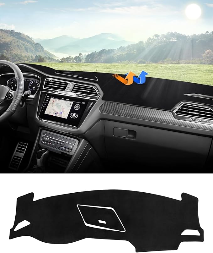 Autorder Dashboard Cover Mat fit for 2017-2024 Volkswagen VW Tiguan Accessories Dash Cover Flannel Dash Mat Sunshade Glare UV Rays Protector